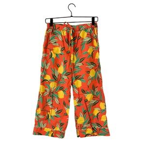Printfresh Anthropologie Lemon Zest Lounge Pants XS Cropped Pajama Cozy Orange